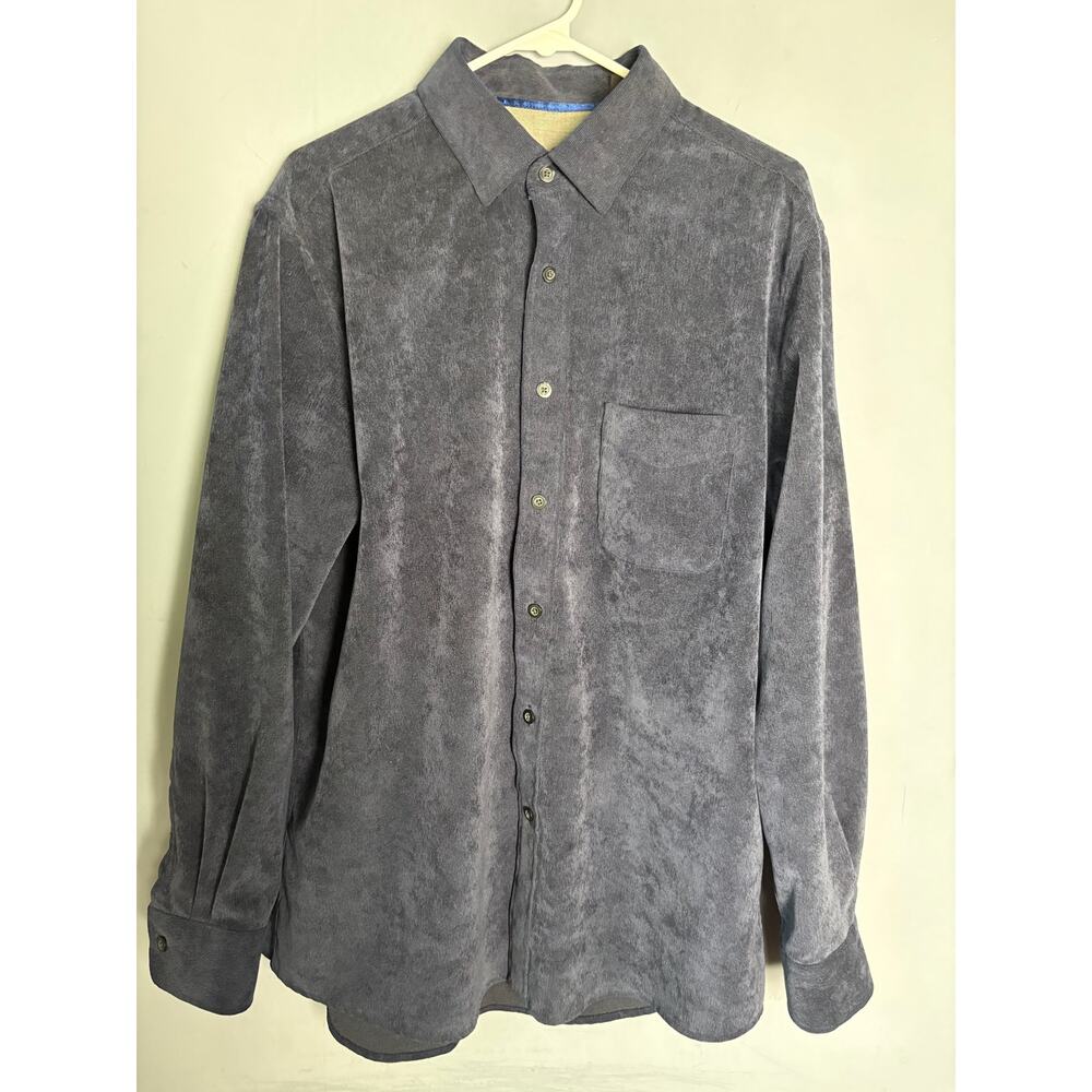 Tasso Elba Textured Button-Up Shirt Size L Blue